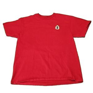 Red T-Shirt Men's Adult Short Sleeve Embroidered Money Bag Medium Streetwear